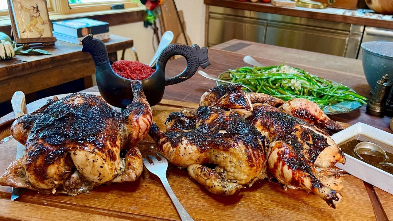 Balsamic Roasted Brussels Sprouts, Butternut Squash and Chicken Thighs